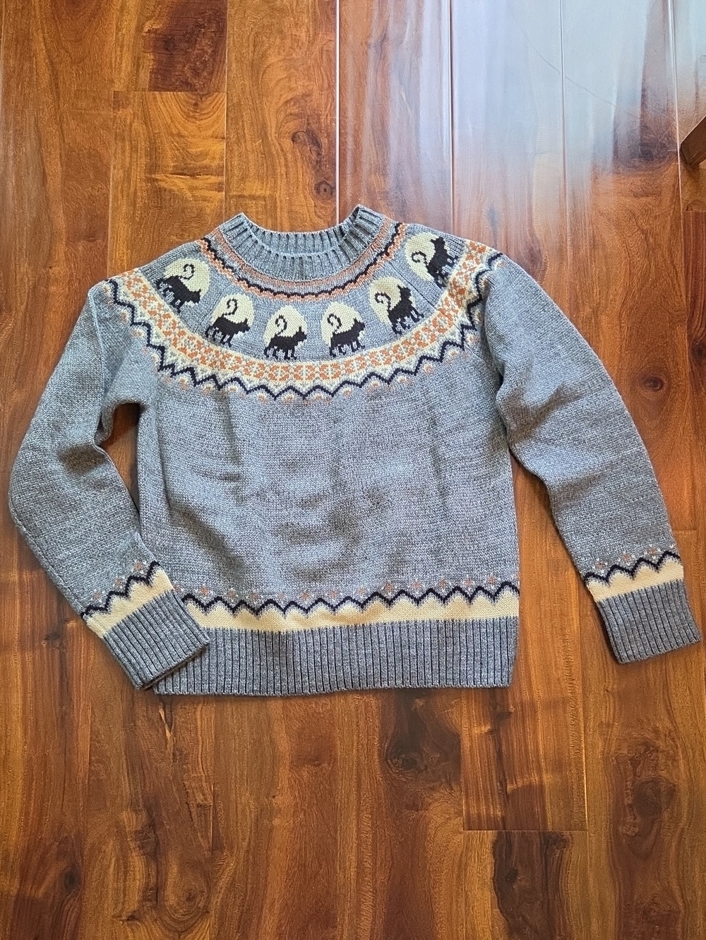 KJP Cozy Cabin Sweater Black Cat and Moon Sweater Halloween - Picture 2 of 10